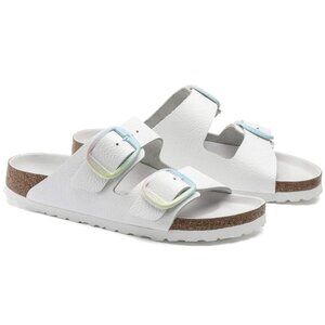 Birkenstock Arizona Big Buckle Rainbow Pastel Ombre White Leather Sandal 41/10.5